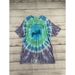 Led Zeppelin Tie Dye United States of America 1977 T-Shirt Adult 2XL Blue Purple